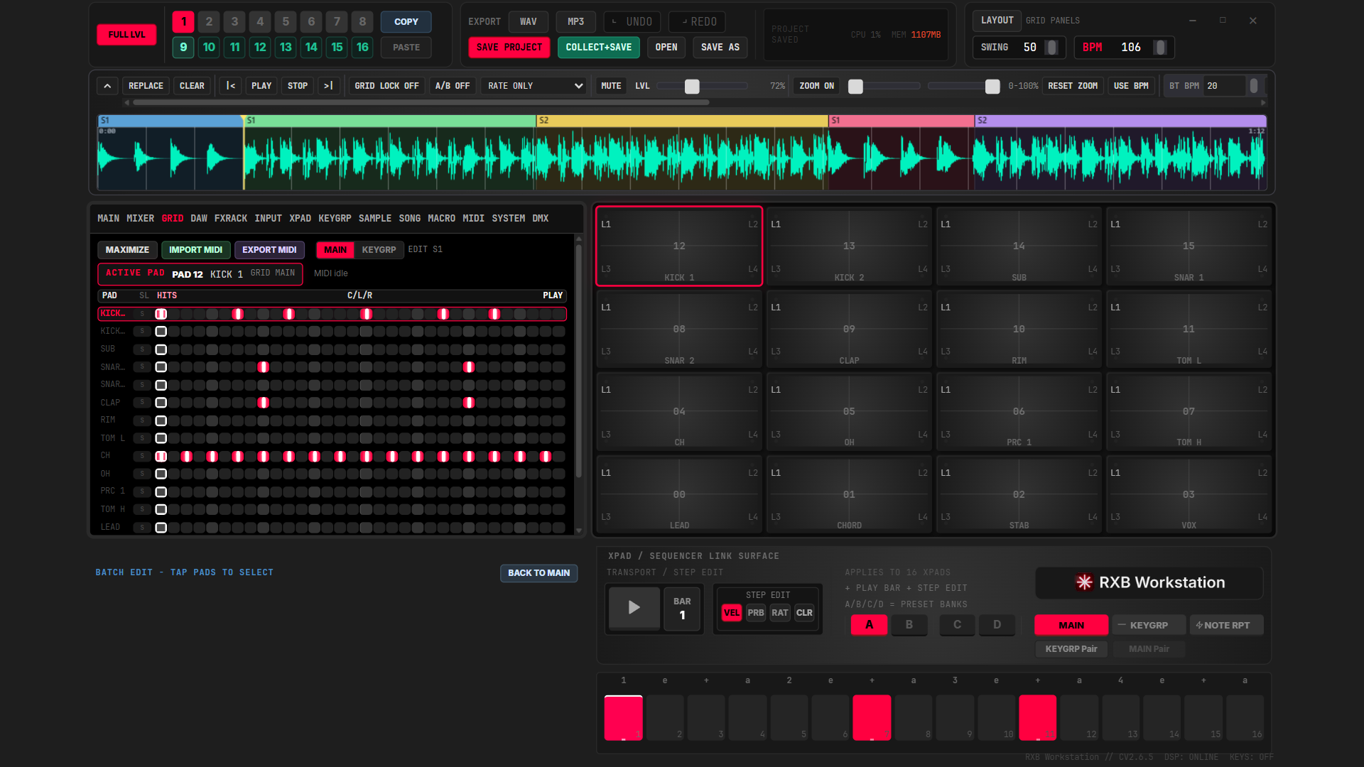 Figure 5.2 — BATCH mode with the batch edit surface.
