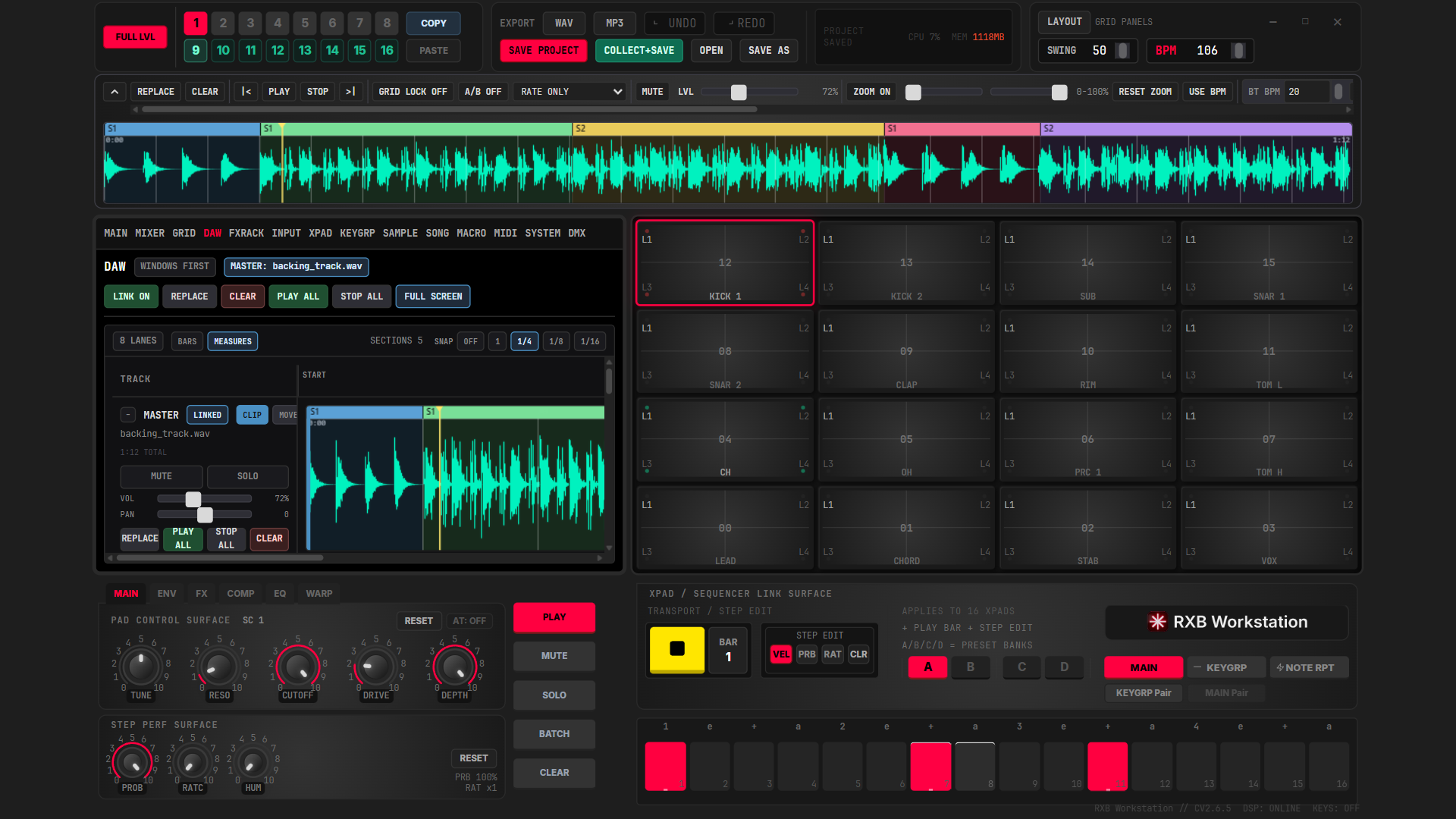 Figure 14.1 — Backing track strip in its expanded state.