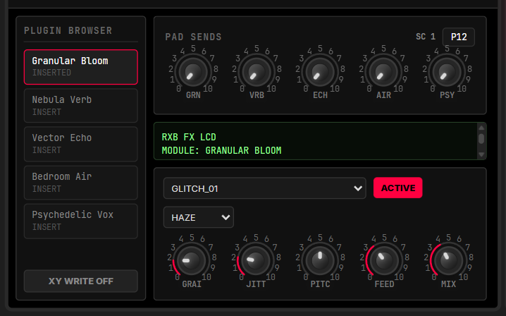 Figure 23.1 — FX Rack browser and module parameters.