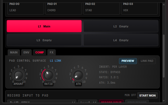 Figure 27.5 — Pad control surface: COMP tab.