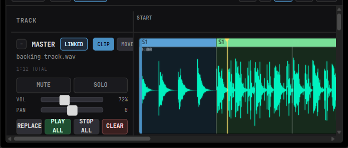 Figure 15.2 — DAW aux lane controls and waveform.